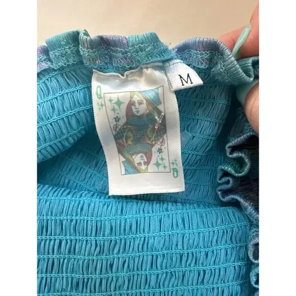 Queen of Sparkles Blue and Purple Tones Iridescent Swing Shorts - Picture 2 of 4